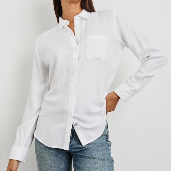 Hunter Plaid Shirt Light Ivory Check Button Down Blouse - Picture 1 of 7